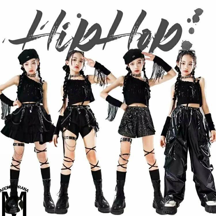 4タイプ ズボン ダンス キッズ 子供服 ブラック レザー ダンス衣装 女の子 スパン...
