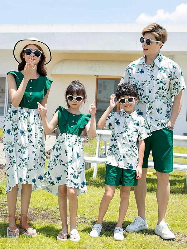リンクコーデ 親子ペアルック シャツ 親子ペア 夏 オールインワン ビーチウエア 親...