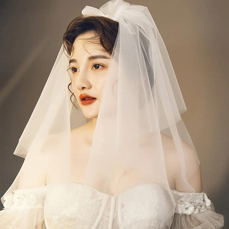 Grace Selectのウェディングベール 夢のウェーディン ベールアップ 可愛い 結婚式 スウィート ビンテージ バニラ ショートベール オフホワイト｜アングル3