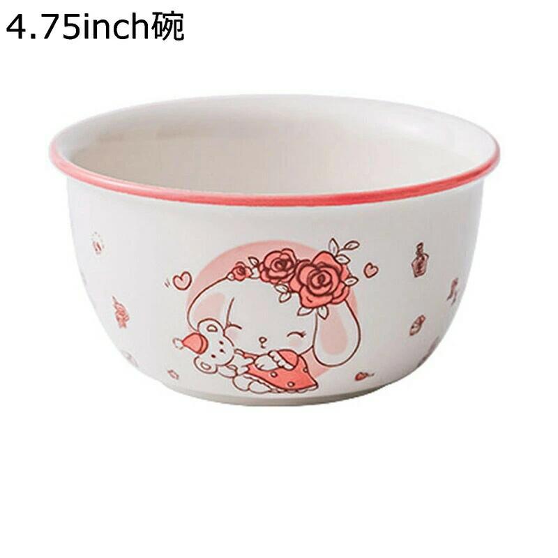 兎柄 食器セット ピンク 可愛い お皿 お碗 2個セット 子供 女性 キッズ 朝ご飯 フ...