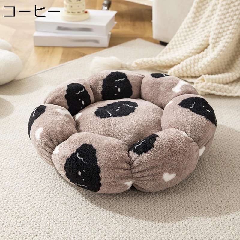Bed Cuddler - クッション 猫 マット 犬 ペット用品 花柄 ハウス フワフワ もこもこ ふわふわ ソフト 柔らか 保温防寒 防水 滑り止め ソフト おしゃれ ぐっすり眠る 猫マット ドライブ 遊び場