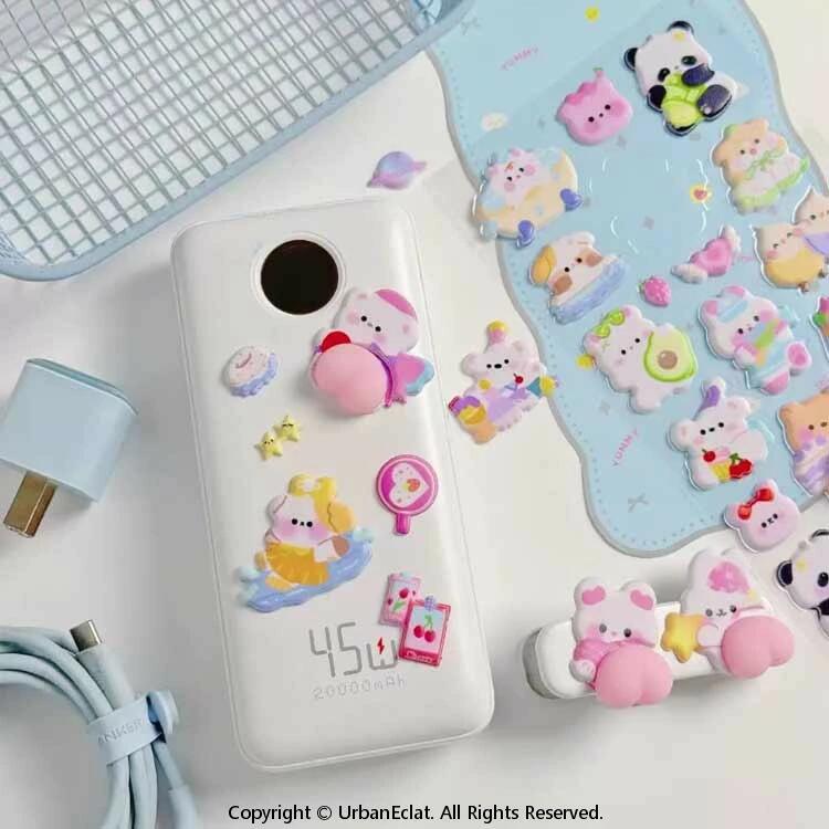 ぷっくり くまねこ シール SNS大人気 ごほうびシール 可愛い ステッカー手帳用 女の子デコシール キャラクター SNS大人気 ご褒美シー ル 泡ステッカー シール キラキラ うさぎ 子供 文具 誕生日 クリスマス graceselect327-10034905 Grace Select サンプル画像3