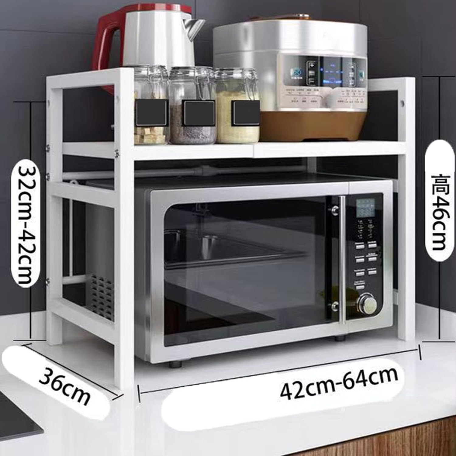 レンジ上ラック キッチンラック 伸縮 幅42〜64cm レンジ台 レンジ棚 キッチン収納 ...