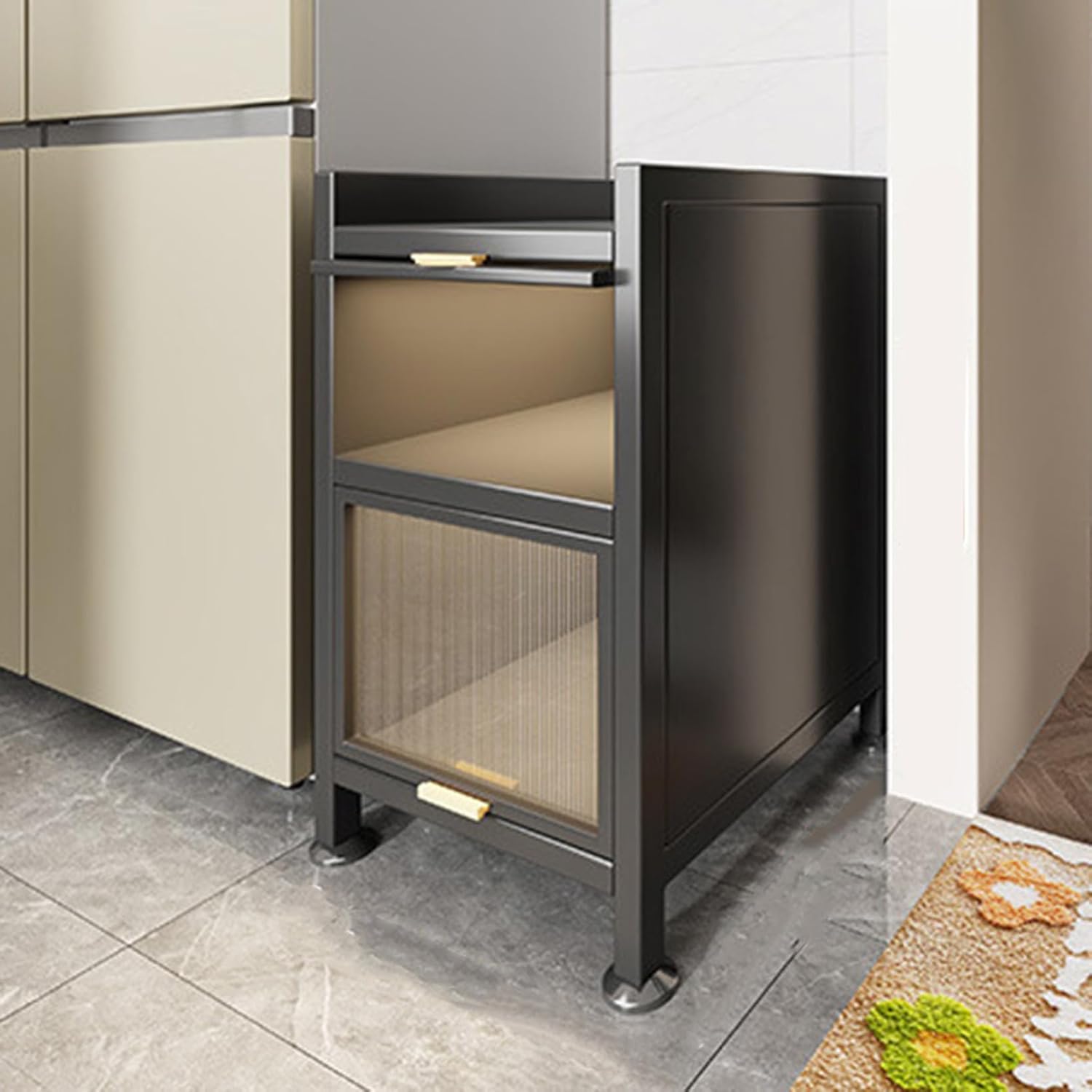 Cupboard - 食器棚 北欧 キッチン 幅30cm 一人暮らし 収納 キッチンカウンター カウンター下収納 スリム ロータイプ ハイタイプ キッチン収納 30*42*78 キッチン棚 白 グレー おしゃれ 炭素鋼 リ