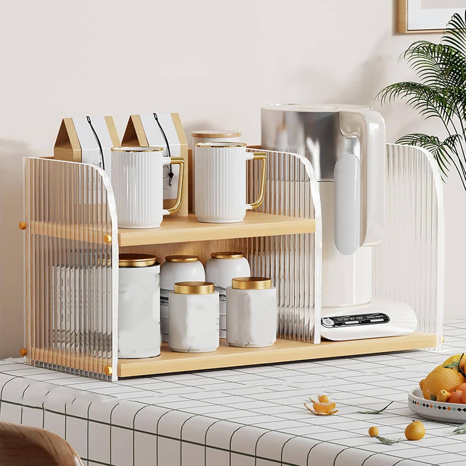 Cupboard - コップ収納 卓上食器棚 カップ収納ボックス コンパクト カップ乾燥ラック 大容量 卓上収納ラック 50*22*25 オープンラック コーヒー カップ棚 おしゃれ 卓上ラック キッチン 卓上収納棚 カッ