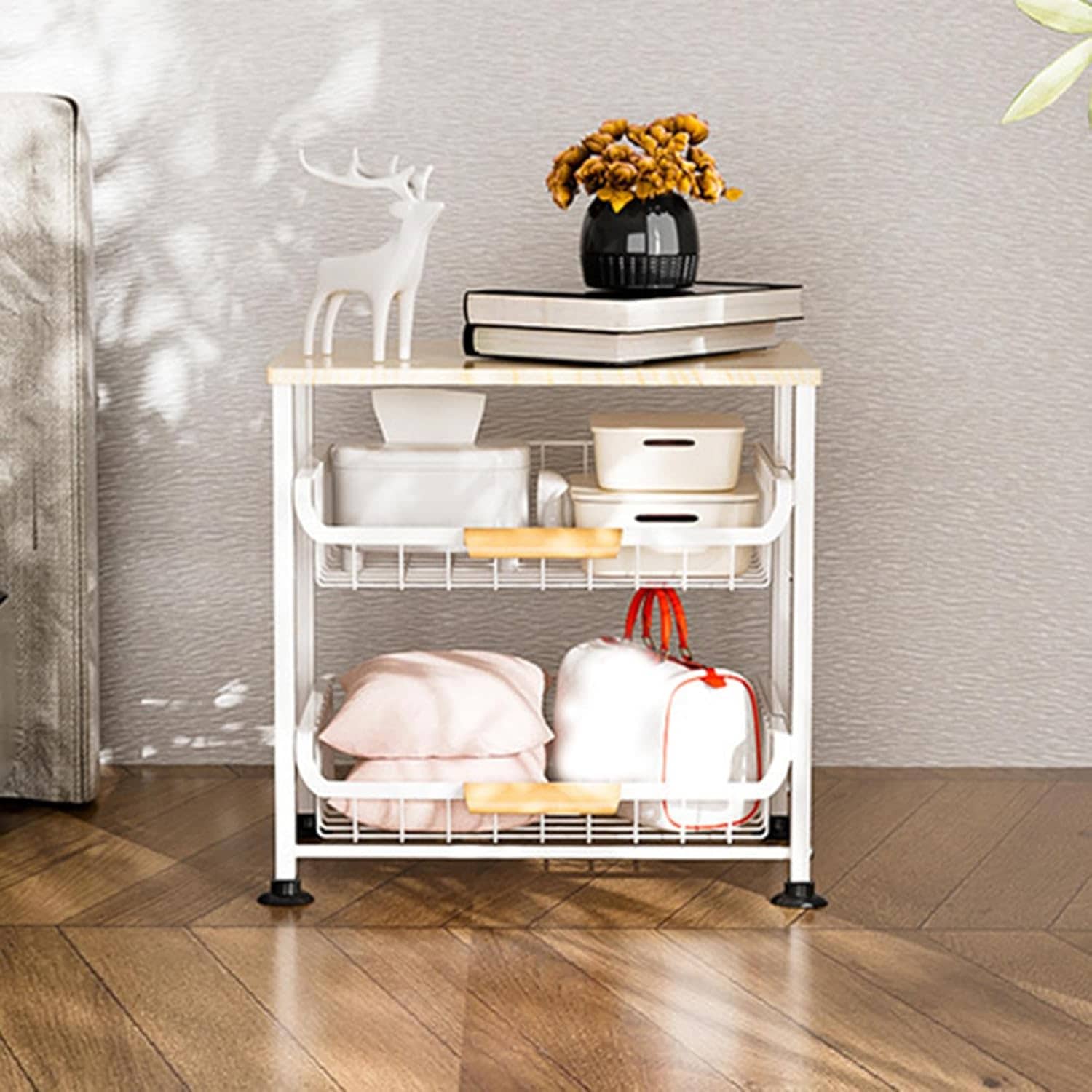 Cupboard - レンジ台 食器棚 レンジラック キッチン収納棚 キッチンラック 大型レンジ対応 4段タイプ 5段 3段 スライド棚 ホワイト スリム 43*30*67 おしゃれ キッチンワゴン スチール製 スチールラ