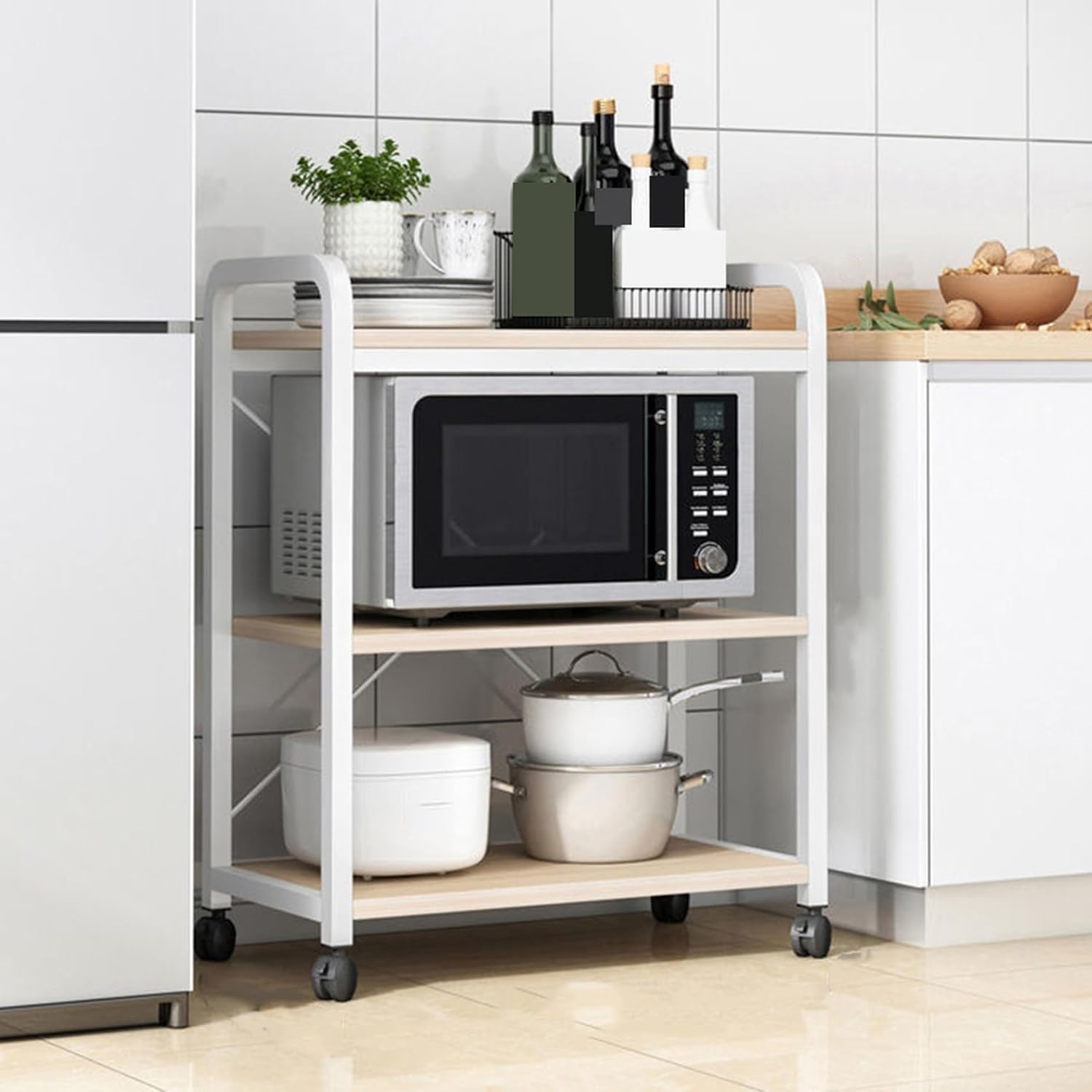 Other - レンジ台 ハイタイプ 食器棚 キャスター付き 幅60cm レンジラック 60*30*141 キッチン収納棚 キッチンラック 4段 棚 スリム おしゃれ スチール製 スチールラック ホワイト ラック キ