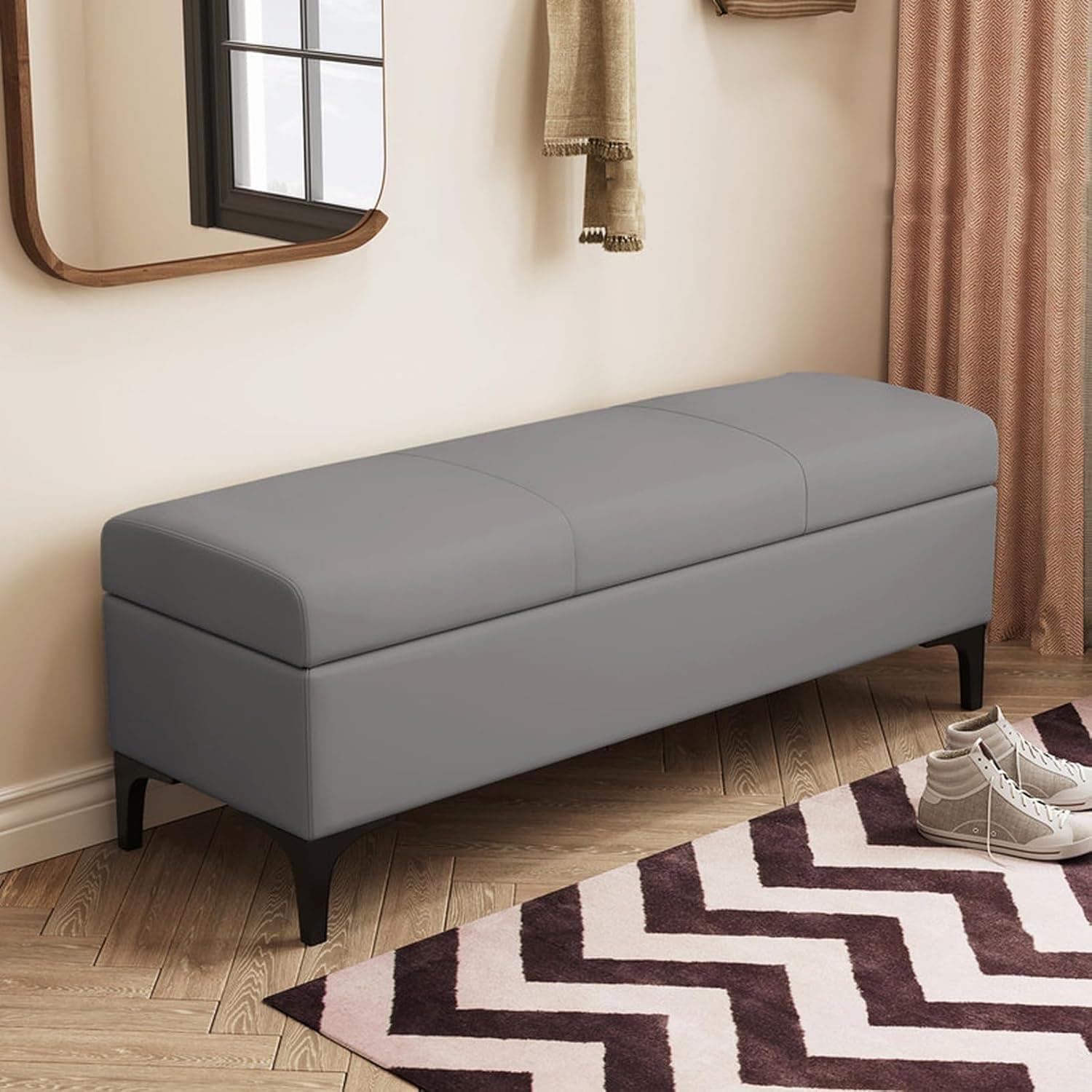 Slippers Racks - 玄関ベンチ 収納ベンチ 収納ボックス 70*30*43 収納スツール オットマン フットレスト PU 足置き 踏み台 腰掛け 大容量収納 玄関収納収納スツール ファブリック チェアー 合皮 レザー 背