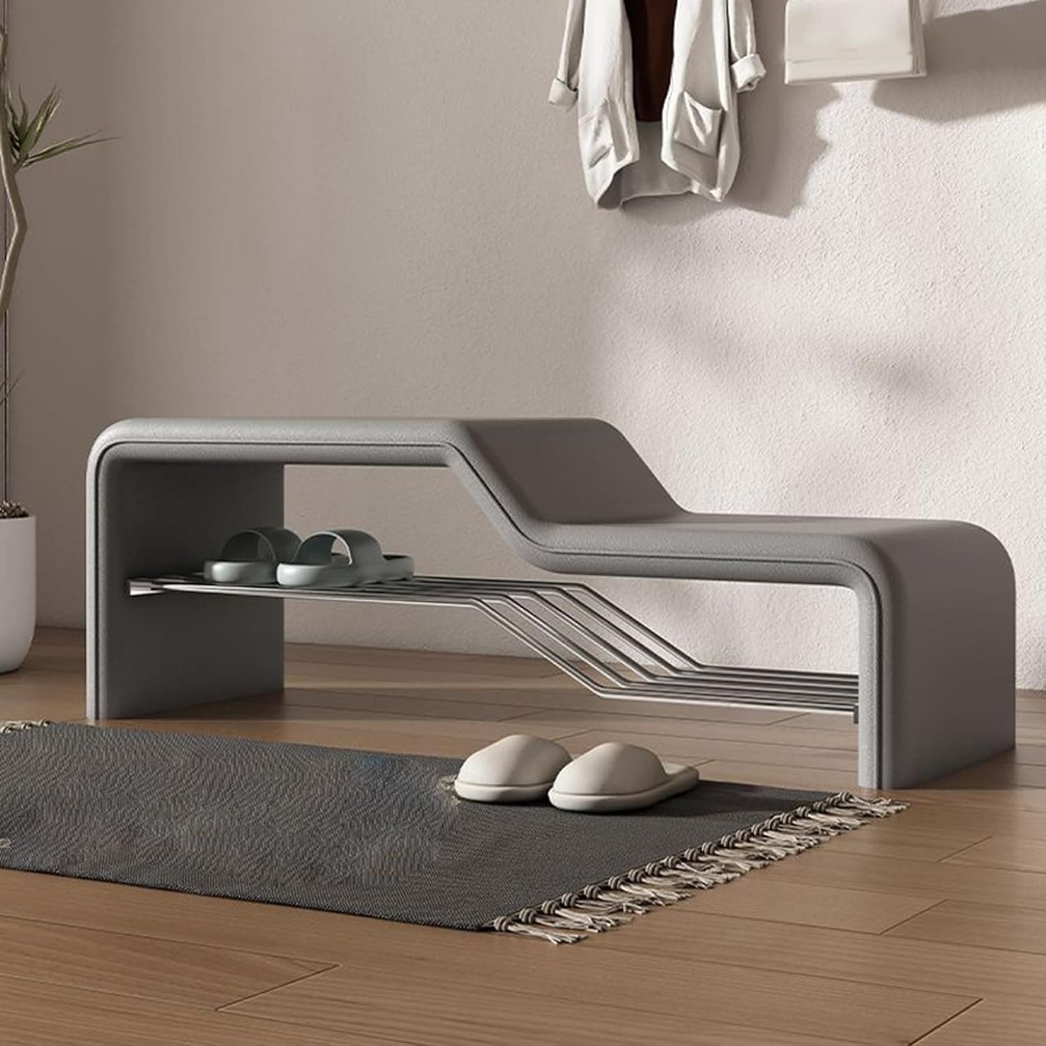 Slippers Racks - 玄関ベンチ シューズラック 幅80cm 収納ベンチ 2段 玄関収納 ベンチ 80*35*40 座面クッション おしゃれ 収納ベンチ 玄関椅子 靴収納 下駄箱 靴箱 椅子 いす イス チェア スツール