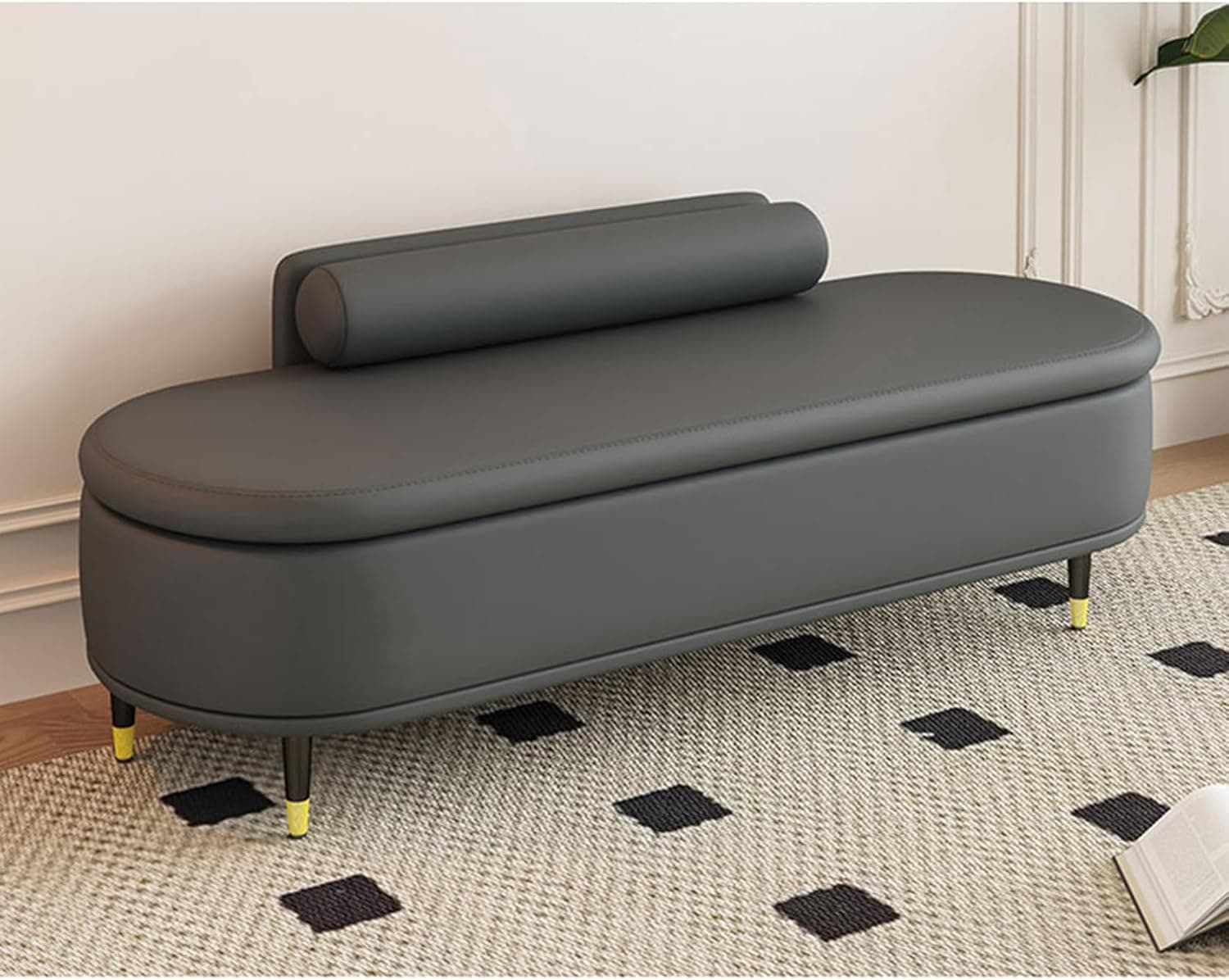 Slippers Racks - 玄関ベンチ 収納ベンチ 収納ボックス 収納スツール オットマン フットレスト PU 60*40*42 足置き 踏み台 腰掛け 大容量収納 玄関収納 リビング 衣類 収納 足置き タイプ イス・チェアー