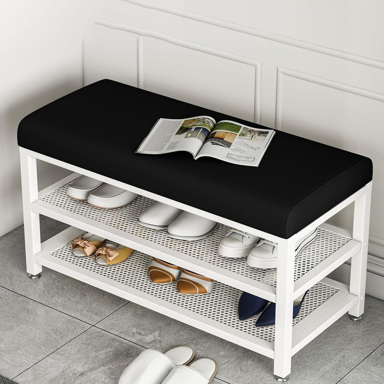 Slippers Racks - 玄関 ベンチ 収納 タイプ8 玄関ベンチ 収納付き おしゃれ 座れる シューズラック 椅子 コンパクト 110*30*50 玄関収納ベンチ 玄関いす 玄関椅子 オシャレ 玄関収納 幅90cm幅100c