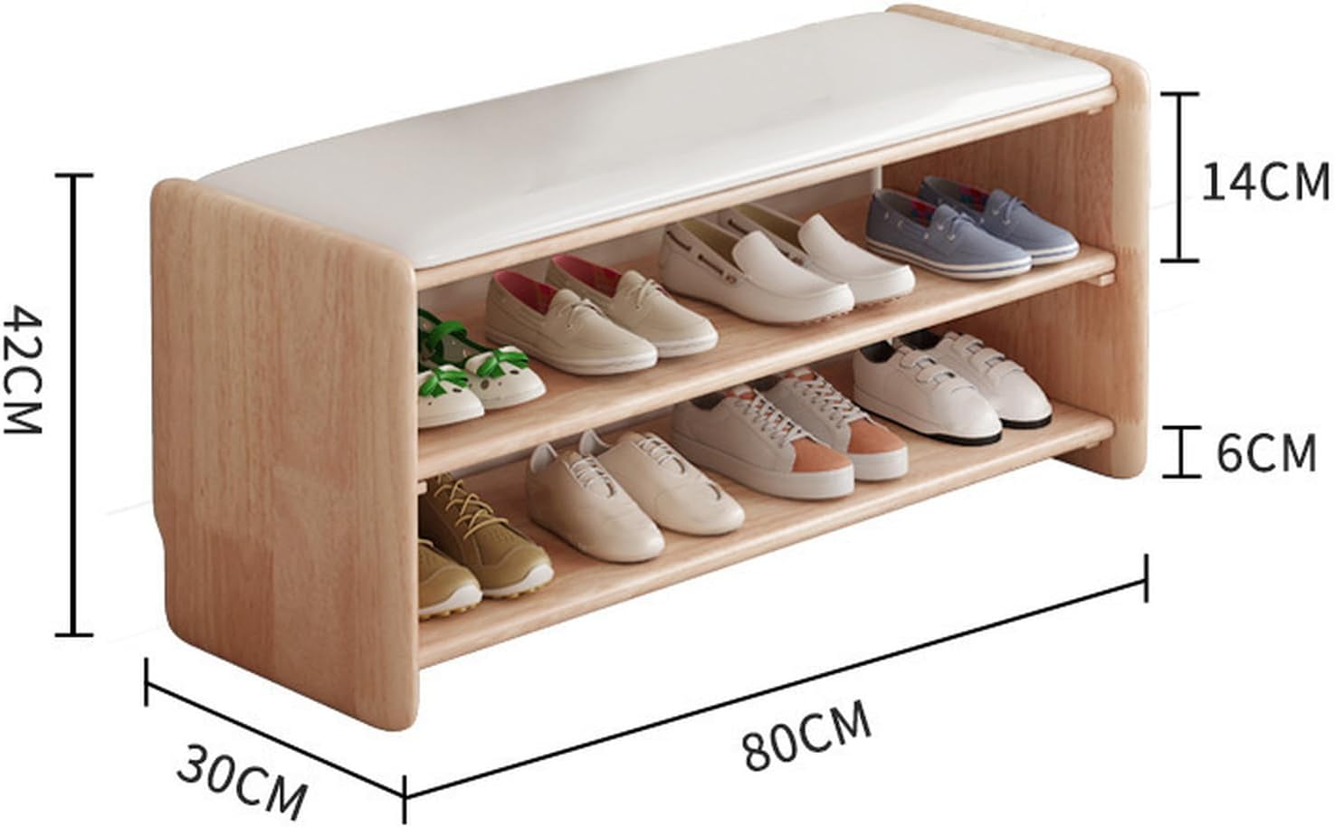 玄関ベンチ 木製 タイプ 無垢材 北欧 幅80cm 80*30*42 天然木 シューズラック 収納...