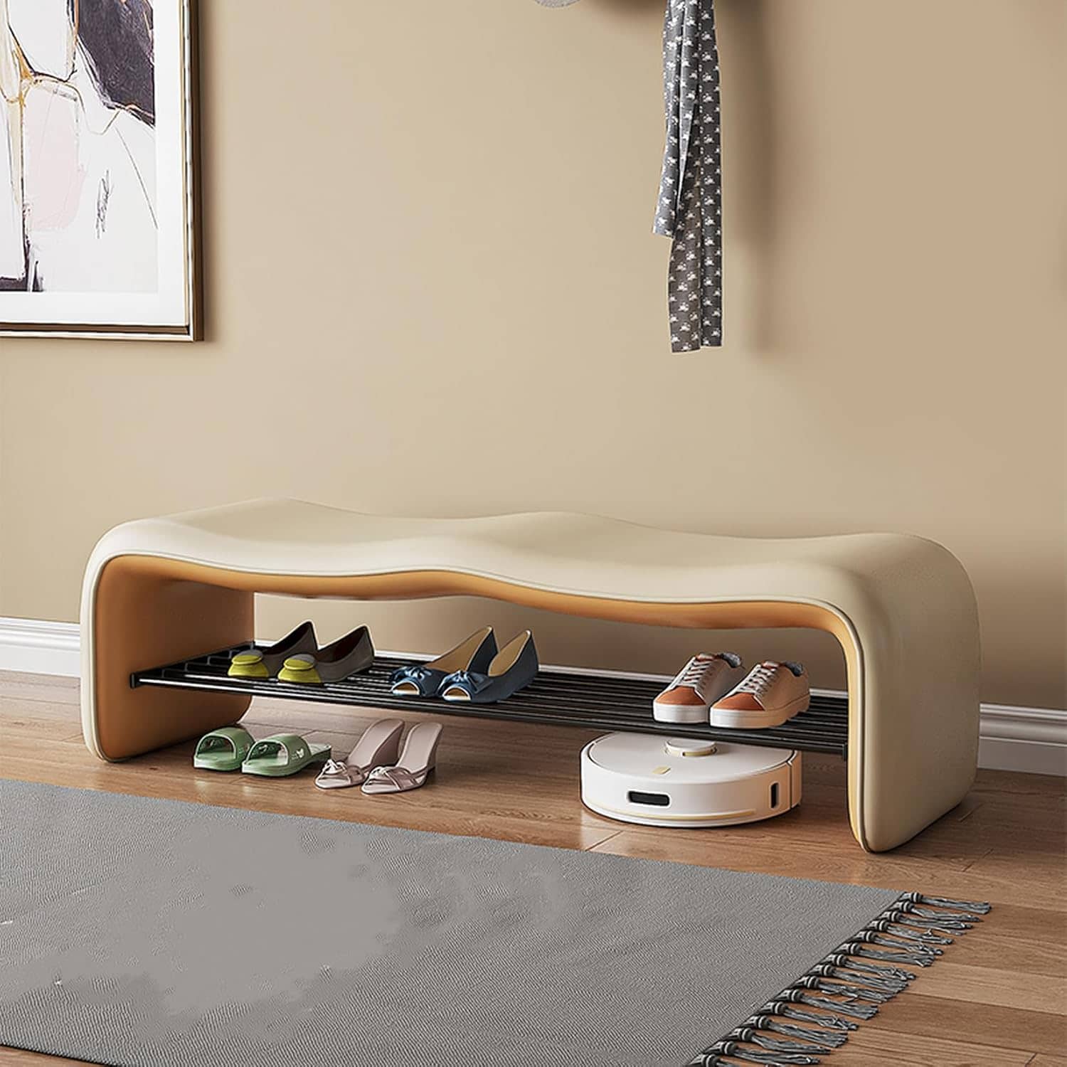 説明 仕様： 製品の材質：PU 製品サイズ:80*35*42cm 1.全コーナー研磨済み丸型設計。高齢者やお子様のいるご家庭に最適。 2.弾力性に優れているスポンジ使用。長時間座ってもへたりにくい快適性。 該当するシナリオ: 1. 玄関：最も一般的な使用シーンです。玄関を入ってすぐに靴を履き替え、きちんと収納できるので、汚れた靴を室内に持ち込むことがありません。クッション性のあるデザインで、快適な履き替え体験を提供します。 2. 寝室のクローク：ワードローブと併用することで、普段履きの靴を分類・収納でき、使い勝手が良く、寝室を清潔に保ちます。 3. バルコニーコーナー：あまり履かない靴、スリッパ、外履きなどを置くのに最適です。防湿・防日焼け素材は半屋外スペースにも適しており、靴やキャビネットの寿命を延ばします。 4. オフィスの脱衣所：通勤用の靴やカジュアルシューズを履き替えるのに最適です。オフィス環境を清潔に保ち、従業員に便利な収納スペースを提供します。 5. 学生寮/賃貸住宅: 小さなスペースでも優れている収納体験を実現できます。1 つのキャビネットに複数の用途があり、靴を保管するだけでなく、ベンチやロッカーとして使用して生活の快適性を向上させます。 ■ご注意 ※測る位置によって、本体サイズの誤差が生じる場合がございます。ご了承下さい。 ※掲載の商品画像と実際の色は、室内、室外での撮影の状況、モニターの表示等により若干異なる場合がありますので、ご了承くださいませ。実際の商品を参照してください。 当社の製品材料は鉄を含んでいるが、輸送中に外力作用があるため、商品の外観に多少の欠けが生じる可能性があるが、使用に影響はない。気になるなら買わないでください。 ? ? 　　　 -------商品詳細------- 快適な座り心地：玄関椅子 スツール 収納 高密度スポンジシートバッグを装備し、豊かで厚みのある質感で、柔らかく強力なサポートを提供します。十分な反発力があり、座るたびにちょうど良い座り心地を感じられます。また、耐久性に優れ、長期間使用してもへたりにくく、常に快適な座り心地を提供します。 お手入れ簡単: 玄関ベンチ スリム 履き替えベンチ スツールの革の表面はお手入れが簡単です。日常生活で汚れはつきますが、雑巾で軽く拭くだけできれいになります。誤ってこすってしまったホコリや汚れでも簡単に対処できます。 巧妙な隠し収納スペース：スツールの下にはオ??ープン収納スペースがあり、毎日履く靴やスリッパなどを収納でき、散らかった玄関をすっきりと整頓できます。 【組み立て不要】貴重な時間と取り付けの難しさを節約するために、このシューズベンチは事前に取り付けられています。 開封するだけで使用できるのでとても便利です。 【ユニークなデザイン】：シューズラックベンチは、玄関、廊下、バルコニー、リビングルーム、寝室、ソファサイドフレームのベンチとして使用されており、非常にエレガントで、生活空間に多目的な装飾を作り出し、出入りするときに良い気分にさせることができます説明 仕様： 製品の材質：PU 製品サイズ:80*35*42cm 1.全コーナー研磨済み丸型設計。高齢者やお子様のいるご家庭に最適。 2.弾力性に優れているスポンジ使用。長時間座ってもへたりにくい快適性。 該当するシナリオ: 1. 玄関：最も一般的な使用シーンです。玄関を入ってすぐに靴を履き替え、きちんと収納できるので、汚れた靴を室内に持ち込むことがありません。クッション性のあるデザインで、快適な履き替え体験を提供します。 2. 寝室のクローク：ワードローブと併用することで、普段履きの靴を分類・収納でき、使い勝手が良く、寝室を清潔に保ちます。 3. バルコニーコーナー：あまり履かない靴、スリッパ、外履きなどを置くのに最適です。防湿・防日焼け素材は半屋外スペースにも適しており、靴やキャビネットの寿命を延ばします。 4. オフィスの脱衣所：通勤用の靴やカジュアルシューズを履き替えるのに最適です。オフィス環境を清潔に保ち、従業員に便利な収納スペースを提供します。 5. 学生寮/賃貸住宅: 小さなスペースでも優れている収納体験を実現できます。1 つのキャビネットに複数の用途があり、靴を保管するだけでなく、ベンチやロッカーとして使用して生活の快適性を向上させます。 ■ご注意 ※測る位置によって、本体サイズの誤差が生じる場合がございます。ご了承下さい。 ※掲載の商品画像と実際の色は、室内、室外での撮影の状況、モニターの表示等により若干異なる場合がありますので、ご了承くださいませ。実際の商品を参照してください。 当社の製品材料は鉄を含んでいるが、輸送中に外力作用があるため、商品の外観に多少の欠けが生じる可能性があるが、使用に影響はない。気になるなら買わないでください。 ? ? 　　　 -------商品詳細------- 快適な座り心地：玄関椅子 スツール 収納 高密度スポンジシートバッグを装備し、豊かで厚みのある質感で、柔らかく強力なサポートを提供します。十分な反発力があり、座るたびにちょうど良い座り心地を感じられます。また、耐久性に優れ、長期間使用してもへたりにくく、常に快適な座り心地を提供します。 お手入れ簡単: 玄関ベンチ スリム 履き替えベンチ スツールの革の表面はお手入れが簡単です。日常生活で汚れはつきますが、雑巾で軽く拭くだけできれいになります。誤ってこすってしまったホコリや汚れでも簡単に対処できます。 巧妙な隠し収納スペース：スツールの下にはオ??ープン収納スペースがあり、毎日履く靴やスリッパなどを収納でき、散らかった玄関をすっきりと整頓できます。 【組み立て不要】貴重な時間と取り付けの難しさを節約するために、このシューズベンチは事前に取り付けられています。 開封するだけで使用できるのでとても便利です。 【ユニークなデザイン】：シューズラックベンチは、玄関、廊下、バルコニー、リビングルーム、寝室、ソファサイドフレームのベンチとして使用されており、非常にエレガントで、生活空間に多目的な装飾を作り出し、出入りするときに良い気分にさせることができます