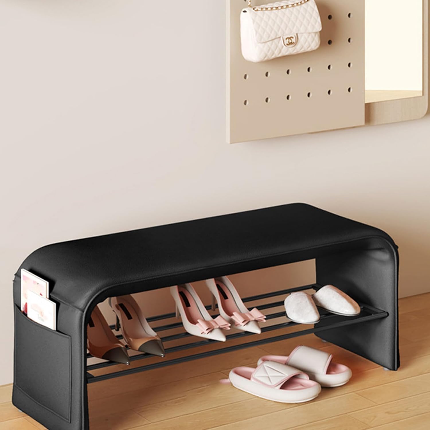 Slippers Racks - 玄関ベンチ 収納ベンチ 100*35*42 スツール 収納 便利な収納 スリム 履き替えベンチ オープンストレージ 椅子 コンパクト ベンチ 収納 お手入れ簡単 下駄箱 靴箱 椅子 チェア おしゃれ