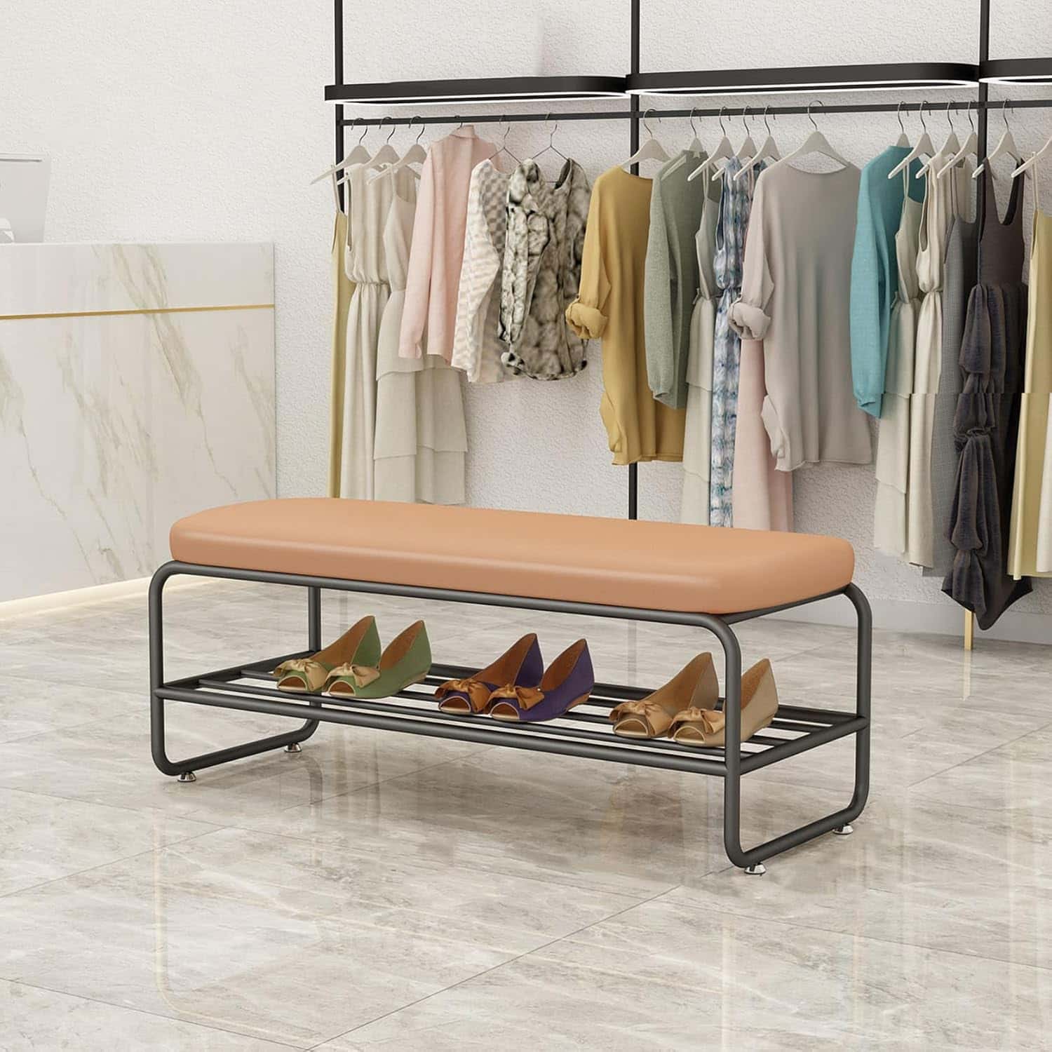 シューズラック 玄関ベンチ 2段 幅80cm×40cm 高さ40cm シューズ収納 シューズラック 玄関収納 靴箱 下駄箱 80*40*40 靴収納 オープンラック おしゃれ スツール 椅子 靴入れ