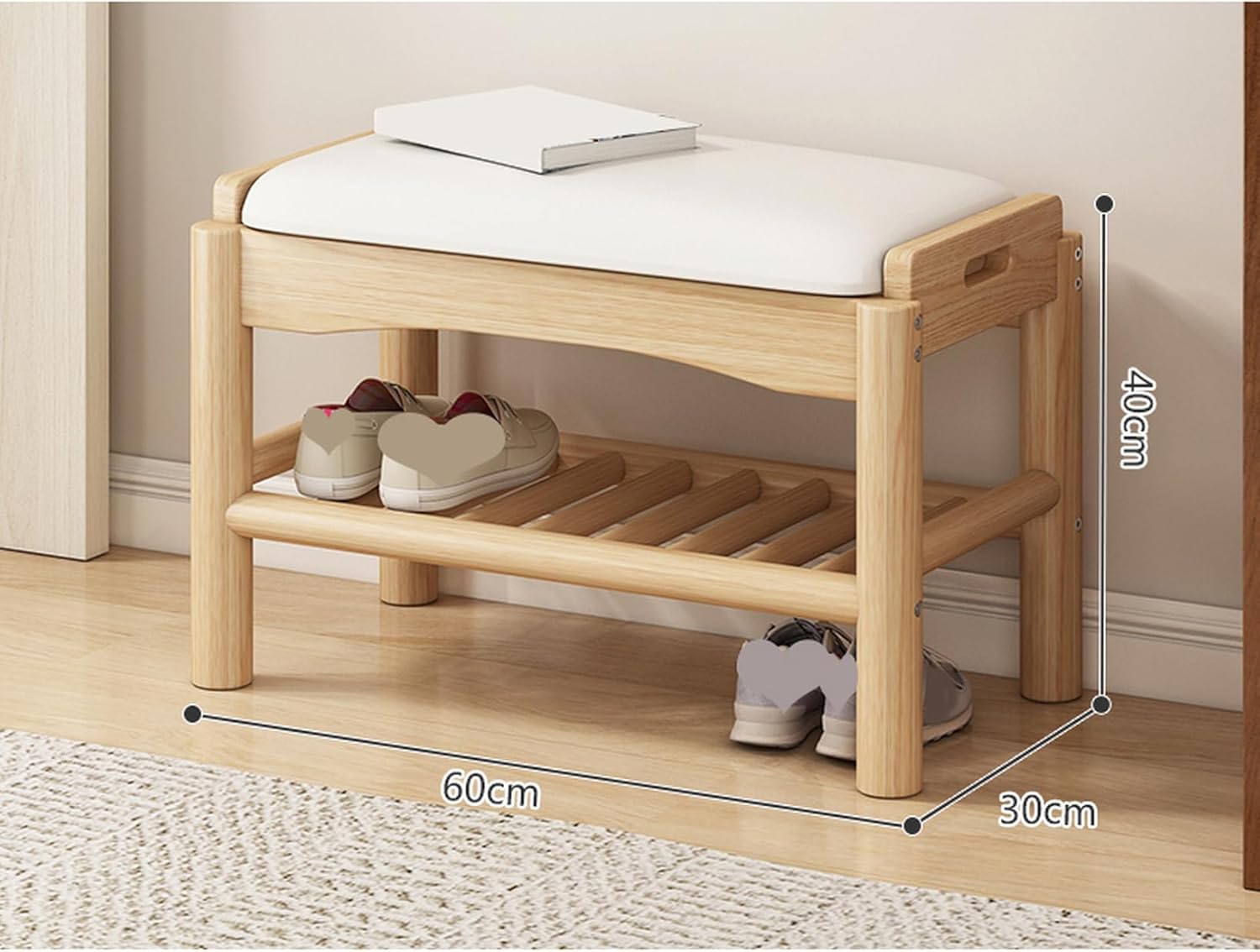 靴収納 収納ベンチ 薄型 玄関収納 玄関椅子 スリム 玄関ベンチ 60*30*40 シューズラック 室内 靴棚 靴入れ 組立簡単 コンパクトで省スペース 下駄箱玄関ベンチ収納スツール タイプ2 シュー [2]
