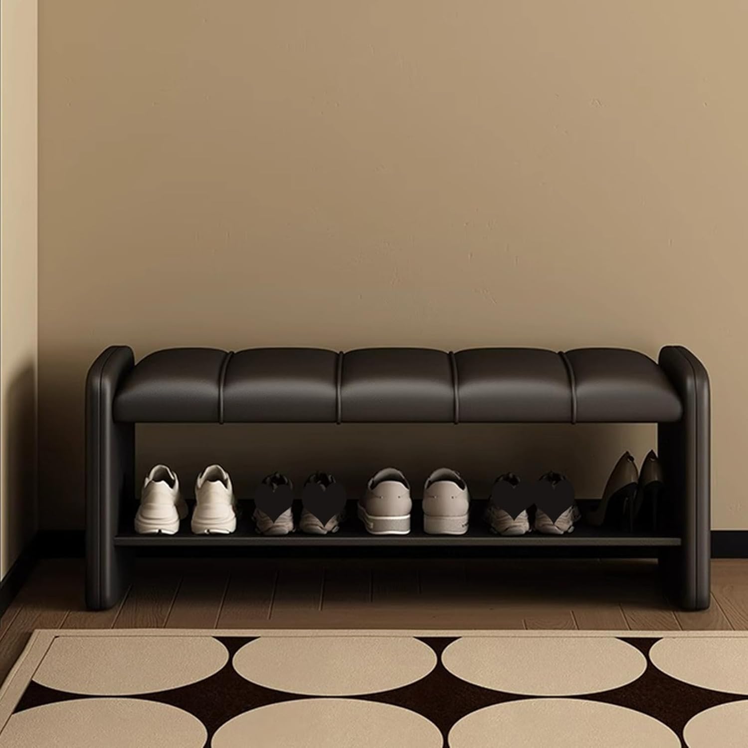Slippers Racks - 玄関ベンチ シューズラック タイプ3 60*35*42 収納ベンチ 玄関椅子 玄関収納 2段 座面クッション 靴収納 靴入れ 腰掛け ベンチ 玄関スツール 収納スツール エントランスベンチ 靴棚 収納
