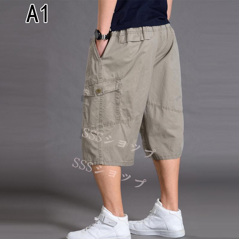 夏用 コットン100％ ショートパンツ ショーツ メンズ 七分丈 ハーフパンツ 大きい...