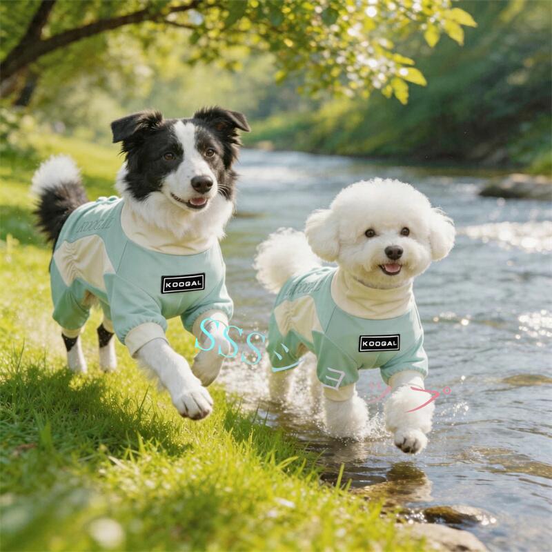 小型犬 紫外線対策 UVカット アウトドア 犬 服 春 夏 速乾 接触冷感 ラッシュガード 防蚊 小型犬 中 大型犬 つなぎ ロンパース ひんやり クール クールウェア cool 涼感 防虫 虫よけ ドッグウエア 犬の服 おしゃれ カバーオール 遊び着 散歩 抜け毛対策