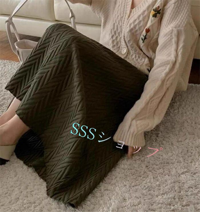 Grace Selectのニットスカート レディース 秋冬 ニット ロング スカート Aライン フレアスカート ボトムス ひざ下丈 可愛い 上品 カジュアル お洒落 ウエストゴム スカート細身 無地 体型カバー お出かけ 通勤｜アングル3