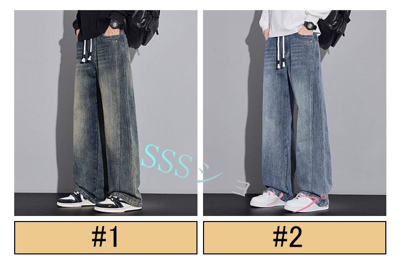 Grace Selectのデニムパンツ メンズジーンズ ビッグシルエット ジーンズ ワイドパンツ メンズ ワイドパンツ デニムパンツ ストレート 太め ゆったり ジーパン ジーンズ 大きいサイズ　オールシーズン M-4XL｜アングル2