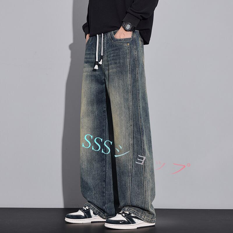 Grace Selectのデニムパンツ メンズジーンズ ビッグシルエット ジーンズ ワイドパンツ メンズ ワイドパンツ デニムパンツ ストレート 太め ゆったり ジーパン ジーンズ 大きいサイズ　オールシーズン M-4XL｜アングル3