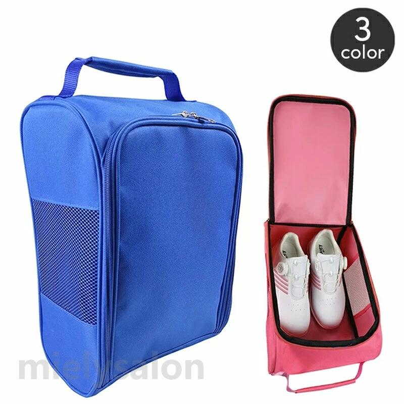 Shoes Bags - ユニセック 女性用 男性用 レディース メンズ 男女兼用 かっこいい おしゃれ シンプル 単色 無地 運動 クラブ 部活 旅行 ジム スニーカー スポーツ クツ くつ 通気性 サイドメッシュ ファスナー フロントジッパー 手提げ 靴袋 靴入れ シューズケース シューズバッグ