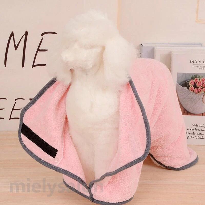 Grace Selectの吸収性 吸水 テープ マジック 面ファスナー フリース バス用品 中型犬 小型犬 ガウン バスタオル 猫用 犬用 ペット用バスローブ｜アングル2