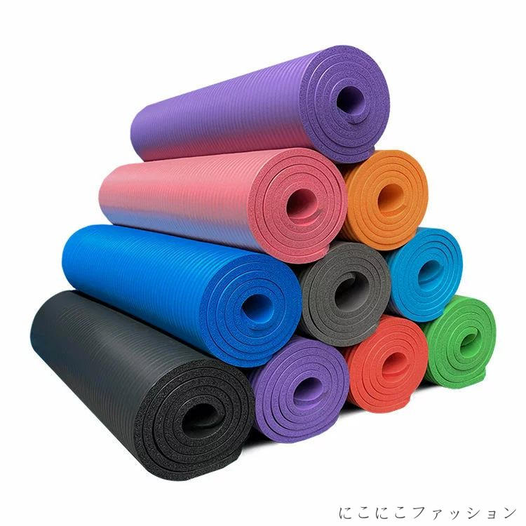 瑜珈, 彼拉提斯 - トレーニングマット 新年 エクササイズマット ヨガ 120x61cm ヨガマット ヨガワークス 素材 高密度 厚手 フィットネスマット NBR 子供用 カーペット 収納 厚さ10mm ラグ