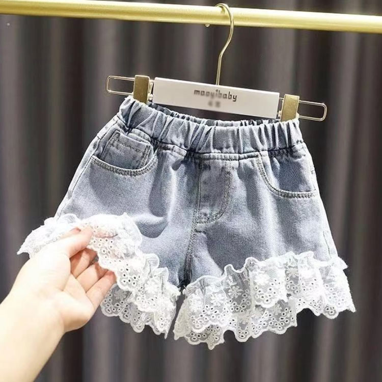 フリル 女の子 アウトウェア デニム キュロット フレア ズボン パンツ ボトムス 子...