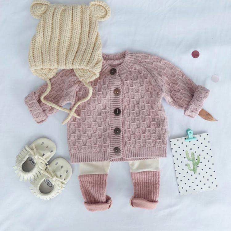 女の子 カーディガン キッズ 防寒 ベビー 男の子　ベビー服 ケーブルニット 長袖カ...