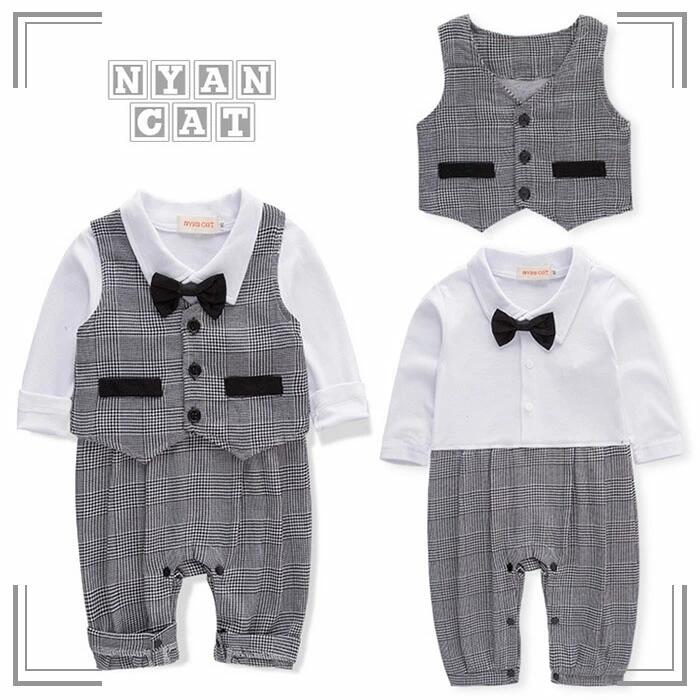 Coverall - セレモニードレス 男の子 出産祝い 男の子ロンパース ベビー服 ロンパース 男の子 ベビー服 出産祝い蝶ネクタイ 長袖 フォーマル 男の子 新生児 幼児 結婚式 七五三 卒園式 入園式 発表会 2点セット