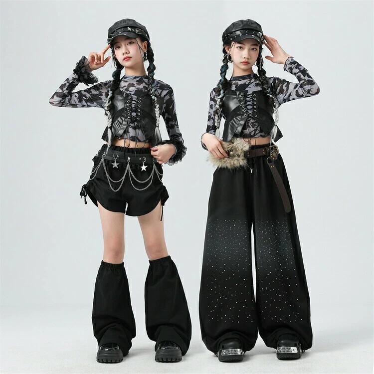 Grace Selectのスーツセット キッズ ダンス ジャズ jzaa ダンス 衣装 青紫 花柄 ジャケット ヒップホップ セットアップ 長袖 ズボン 長ズボン ネクタイ 白シャツ シャツセット hiphop 韓国 韓国風 K-POP 子供服 単品販売 秋 ストリート ステージ衣装 チアリーダー スーツ風 110-180cm｜アングル3