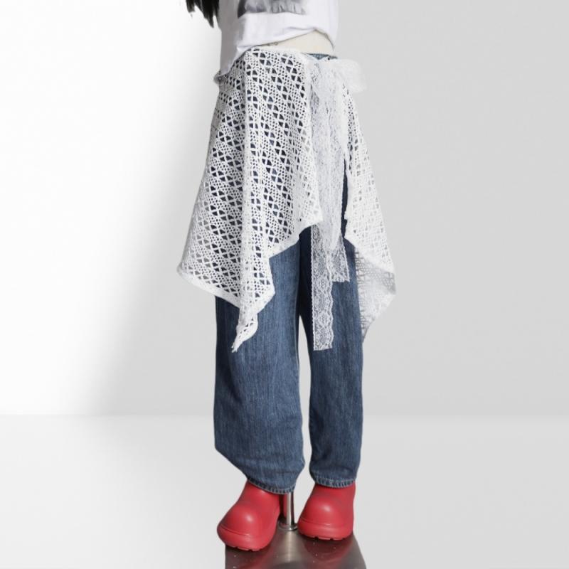 Other Apparel - 腰巻き スカート 和風 無地 シンプル ホワイト 白 レーススカート フェミニン 重ね着 レイヤード カジュアル おしゃれ ヒップカバー コットン素材 フェミニン ミディアム丈