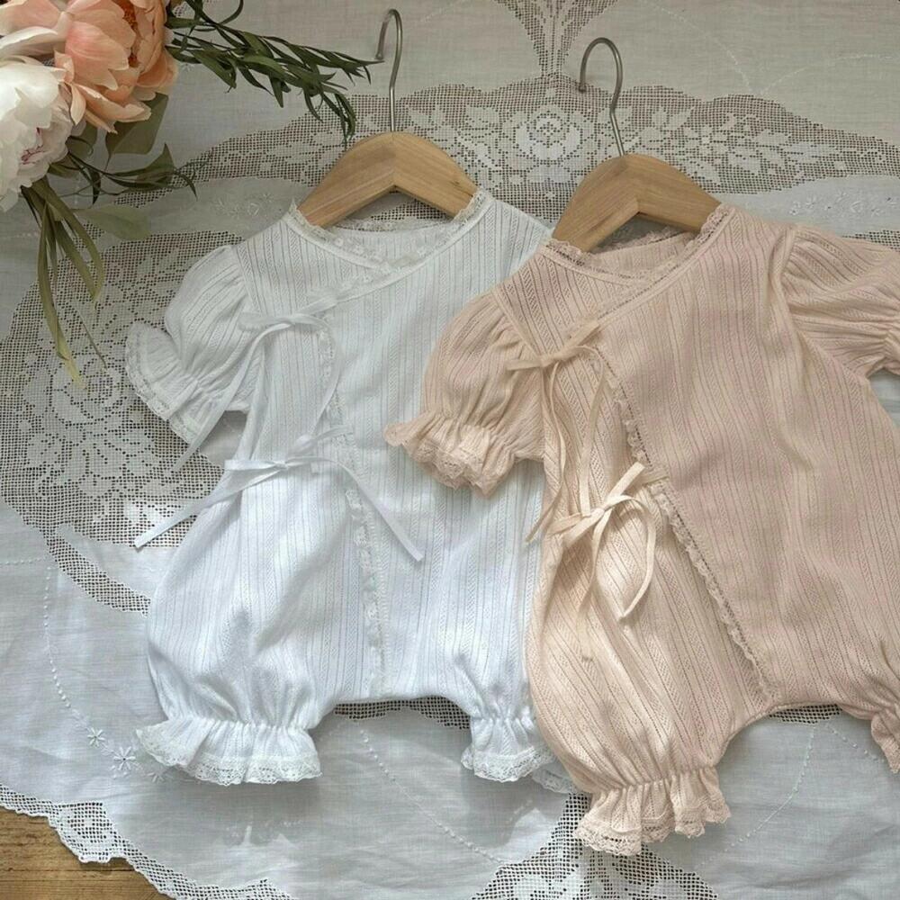 セレモニードレス 退院着 セレモニーロンパース 男の子 女の子 お宮参り 退院 夏用 ベビー ベビー服 夏 半袖 新生児 赤ちゃん ベビードレス コットン 1歳 薄手 セレモニー ナチュラル 出産祝い 退院祝い 可愛い かわいい 前開き セット 帽子 ボンネット 子供服 ホワイト 2