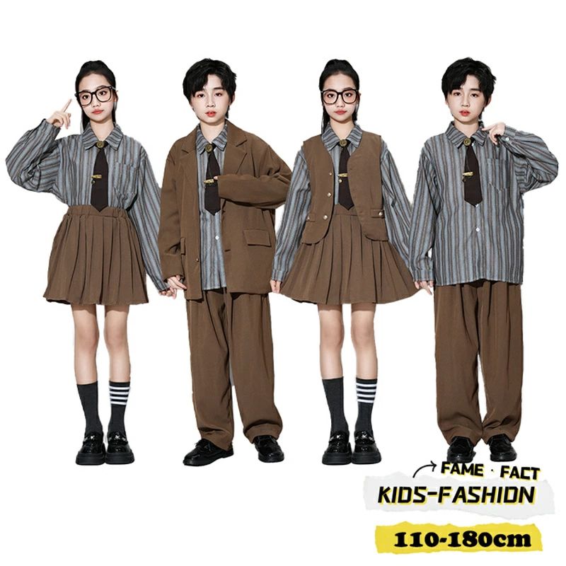 スーツ ブラウン ダンス衣装 キッズ ダンス衣装 子供スーツ 卒業式 男の子 女の子 ...