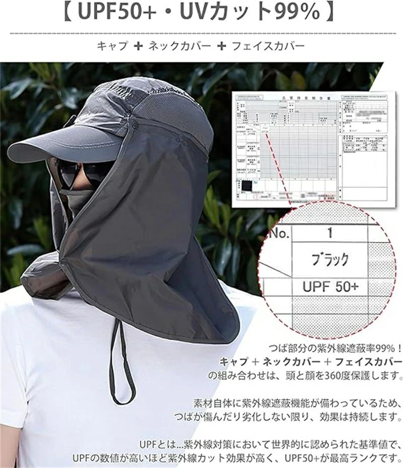 Grace Selectの日除け帽子 日よけ メンズ 4way 農作業 キャップ フィッシングハット ガーデニング シェードハット メッシュ uvカット 日焼け防止 折りたたみ 釣り 登山 サンバイザー｜アングル3