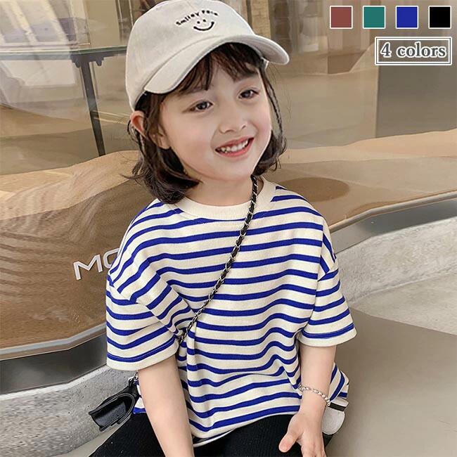 商品詳細 夏ファッションのマストアイテム、女児用半袖Tシャツ 吸湿性・通気性に優れて肌に優しい薄手綿混紡素材を使用 ゆったりとしたサイズ感で快適感たっぷりの着心地&カジュアルな印象 マリン風ボーダー柄のデザインも夏らしい爽やか感を醸し出す レトロで上品な定番カラバリが用意され、どれも着まわし力高い ボトムスとの組み合わせも自由、幅広い場合で着こなせるアイテム SPEC カラー：ブルー　レッド　グリーン　ブラック 素材　コットン95%　ポリウレタン5% サイズ（cm）80　90　100　110　120　130　140 80　着丈37　バスト78　袖丈11 90　着丈41　バスト82　袖丈12 100　着丈44　バスト86　袖丈12 110　着丈48　バスト90　袖丈13 120　着丈51　バスト94　袖丈13 130　着丈55　バスト98　袖丈14 140　着丈58　バスト102　袖丈14 ご注意：※素人採寸ですので、若干の誤差がございます、ご了承ください。 中国製 made in China 知っておいて頂きたいこと ※濡れたままの放置や長時間の浸漬はしないで下さい。※汗や雨で湿った状態では特に、注意が必要です。淡い色の衣類・バッグ等を一緒に使用される際にもご注意下さい。※平らな面に置いて測定しておりますので、実際に着用されるとサイズが異なる場合がございますが、予めご了承下さい。※画面上の色はブラウザや設定により、実物とは異なる場合があります。ご了承の上ご注文下さい。 関連キーワード【ボーダー柄】 【女児】 【Tシャツ】キッズ ボーダー柄Tシャツ 半袖 女の子 Tシャツ オーバーサイズ 夏 子供 半袖Tシャツ ボーダー柄 マリンセーラー 女児 ジュニアTシャツ 快適 おしゃれ 夏新作 2021夏新作 新着■夏ならではのマリンセーラー 女の子ボーダーTシャツ 夏ファッションのマストアイテム、女児用半袖Tシャツ 吸湿性・通気性に優れて肌に優しい薄手綿混紡素材を使用 ゆったりとしたサイズ感で快適感たっぷりの着心地&カジュアルな印象 マリン風ボーダー柄のデザインも夏らしい爽やか感を醸し出す レトロで上品な定番カラバリが用意され、どれも着まわし力高い ボトムスとの組み合わせも自由、幅広い場合で着こなせるアイテム