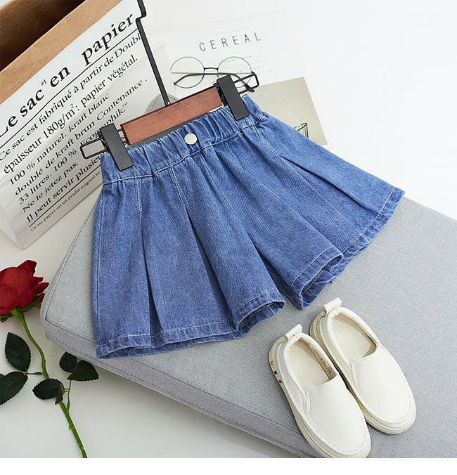 女児 キュロットスカート デニム ハーフパンツ キッズ 半ズボン ショートパンツ ゆ...