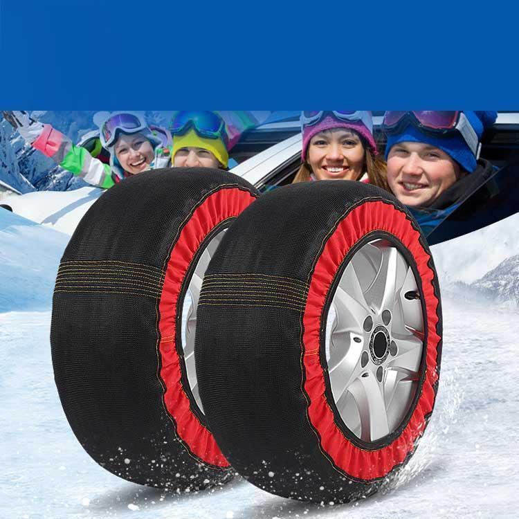 非金属 コンパクト収納 雪道 布製 布チェーン タイヤ カバー 2本分 スノーソックス タイヤソックス ジャッキアップ不要 タイヤチェーン 簡単装着 2