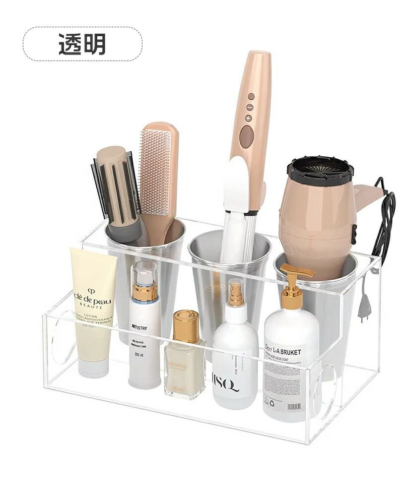 ドライヤーホルダー スタンド 白い 大容量耐熱 化粧品収納ボックス ヘアアイロン ...