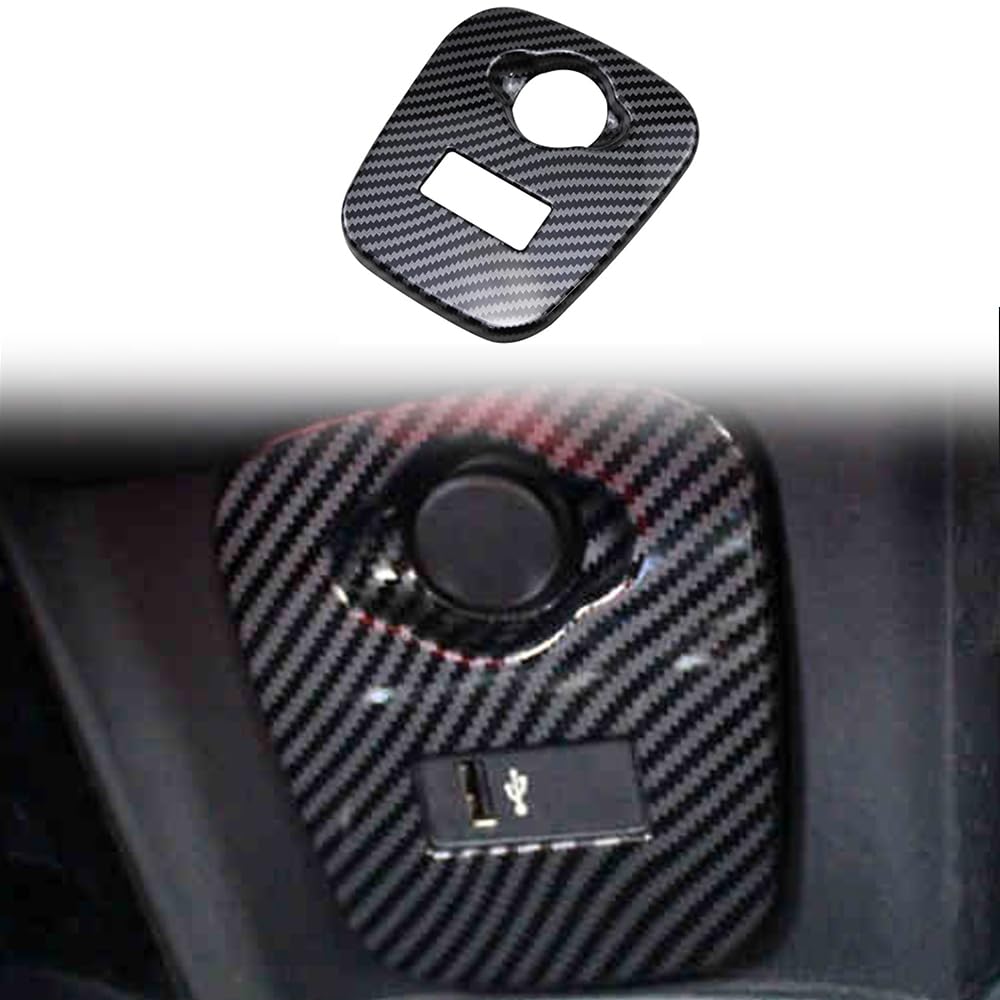 BMW MINI ミニ 三代目 F55 F56 F57 2014-2021に適用USBポート シガーソケット パネル フルカバー アクセサリー コンソールパネル 装飾ステッカー 内装カスタムパーツ カーボン調 ABS 1PCS