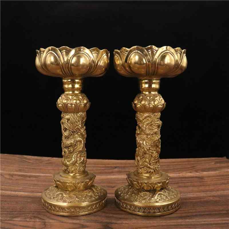 仏具 銅 供器 置物 家用 仏堂 飾り 古風 油灯 燭台 仏壇 装飾 伝統 銅製 インテリア 寺院風