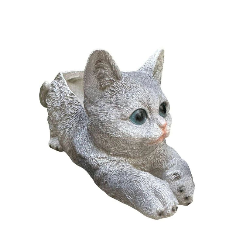 猫置物 植木鉢 キャットフィギュア プランター 細部再現 特徴的 花器 レジン彫刻 楽しい仕草 テーブルサイド ウィンドウ 台所 ガーデン装飾 ハウスディスプレイに適応
