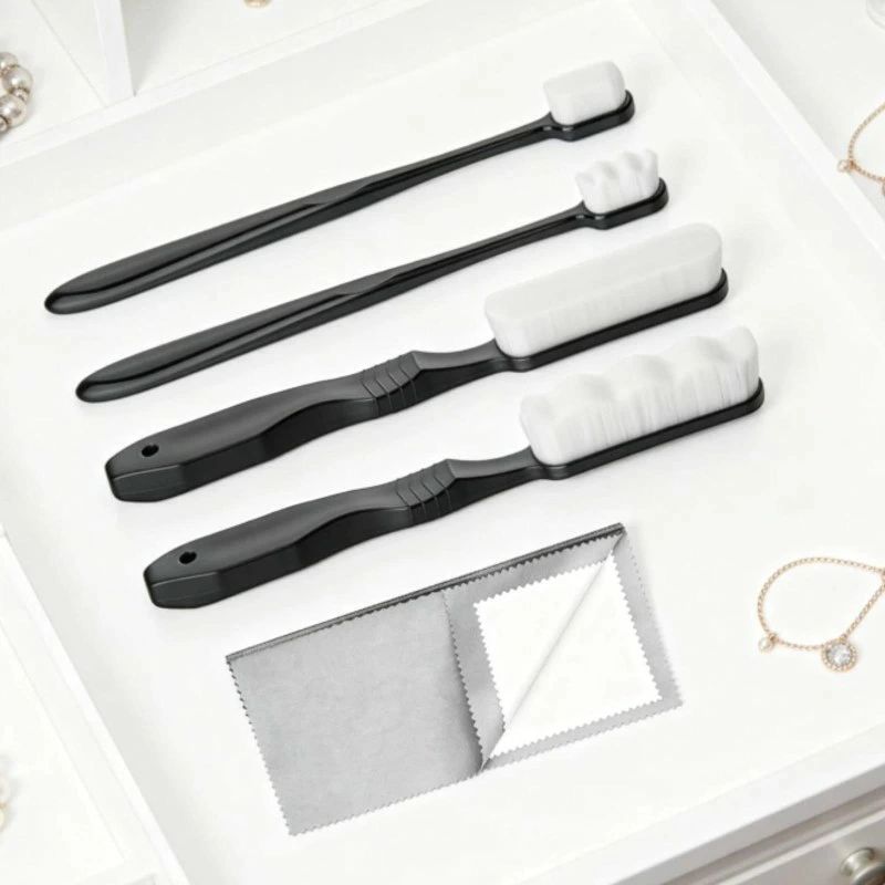 6 個 シルバーアクセサリー手入れキット ブラシ付き 銀磨きセット 汚れ落とし ジュ...
