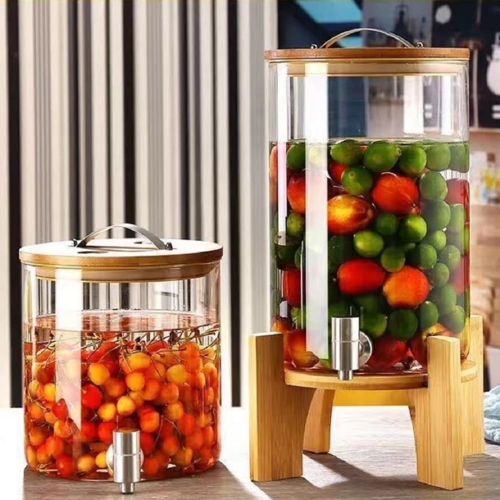 ドリンクサーバー、ガラス ジャグ ジ、ュース缶冷水筒、飲料水バケット、 ウォーターピッチャー 、大容量貯蔵容器密閉 、耐熱性、 お手入れ簡単 、ジュース お茶/ジュース/飲料水/プラムワインジ 家庭用および商業用 (蛇口付き 10) graceselect327-10064654 Grace Select サンプル画像2