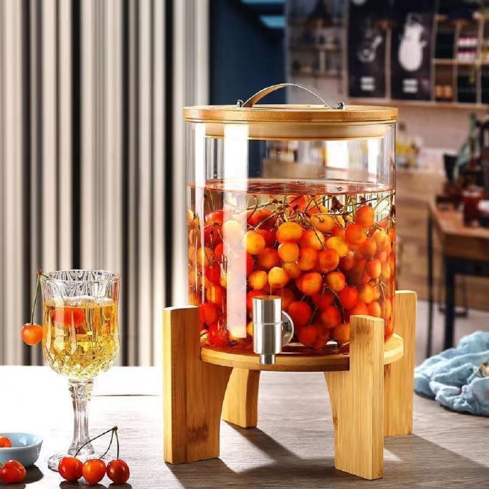 ドリンクサーバー、ガラス ジャグ ジ、ュース缶冷水筒、飲料水バケット、 ウォーターピッチャー 、大容量貯蔵容器密閉 、耐熱性、 お手入れ簡単 、ジュース お茶/ジュース/飲料水/プラムワインジ 家庭用および商業用 (蛇口付き 10) graceselect327-10064654 Grace Select サンプル画像3
