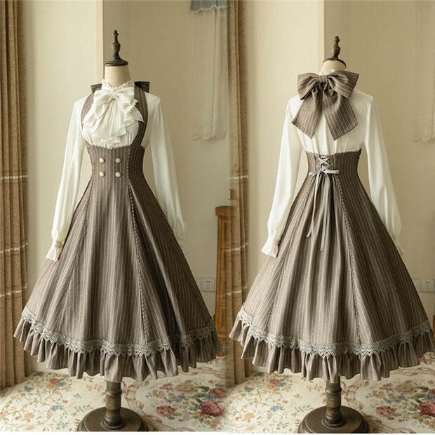 ブラウンストライプ クラシックロリータ 予約販売】Classic Chocolat Stripe ストライプショート