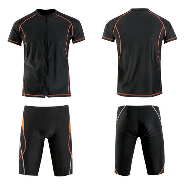 水着 メンズ 上下セット セットアップ パパ 半袖 ハーフパンツ ブラック スポーツ水着 ジム スポーツジム プール 海 ブルー 大きいサイズ 3L 4L 5L...