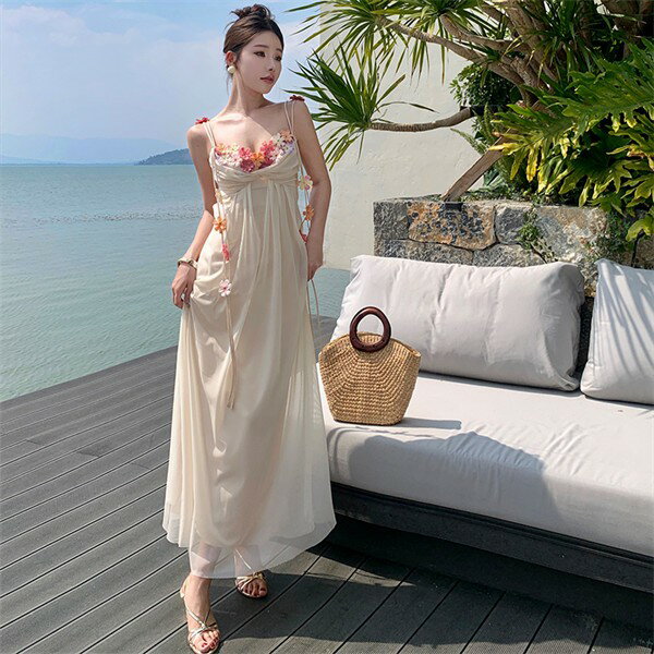 リゾートワンピース レディース サマードレス ワンピース 夏ワンピ ロング おしゃれ ファッション 春夏 カジュアル 体型カバー ゆったり 大きめ きれいめ ハワイ 沖縄 旅行用 大人 20代 30代 40代 可愛い dd079c6c6lc